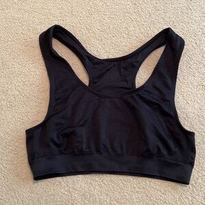 Black large sports bra. No padding.